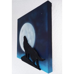 Peinture 3D "loup hurlant" 40x40cm