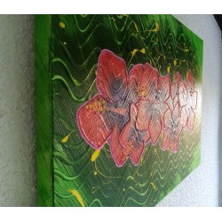 Peinture acrylique "hibiscus" 70x50cm